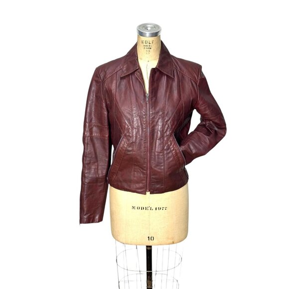 1970s/80s leather jacket with zip front and sleeves by Wilson Size S/M - Picture 1 of 10